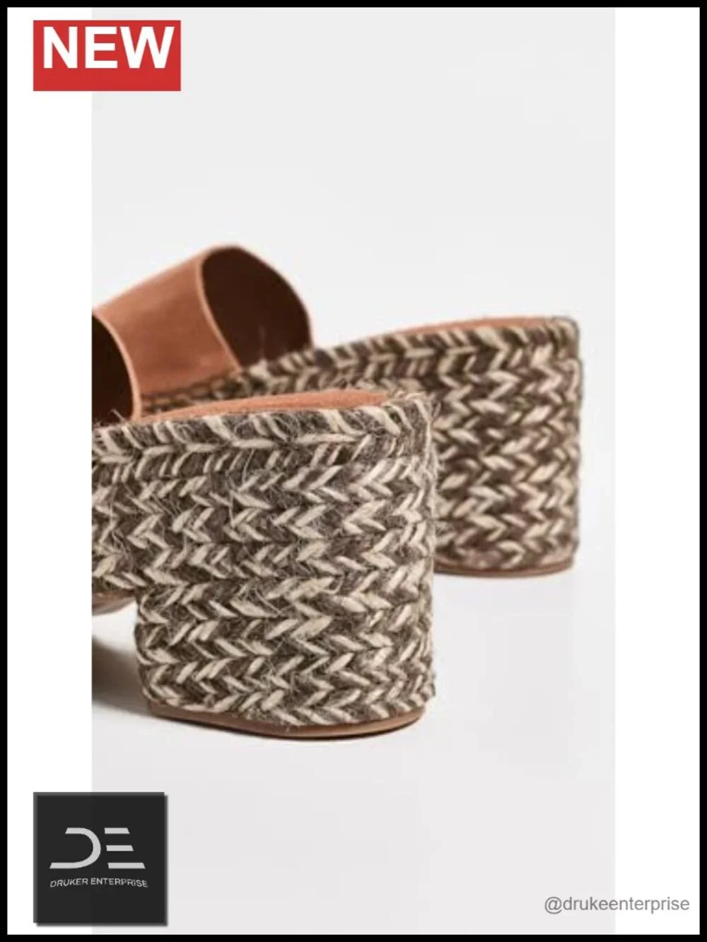 Women's Platform Espadrille Sandals Woven Chunky Heel 90mm
